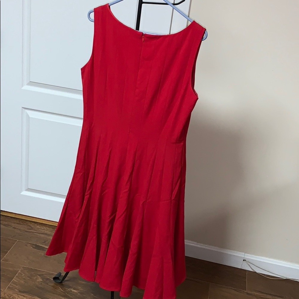 Red Calvin Klein Midi/trim fit & Flare Dress - Picture 10 of 13